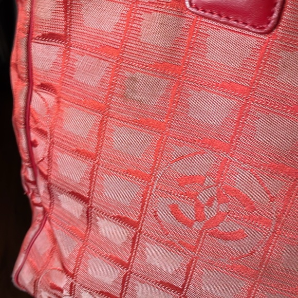 ❤️ Chanel Traveline Canvas Tote Bag Orange/Red - Picture 4 of 12